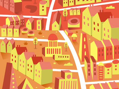 Yellow Town buildings city illustration map town vector