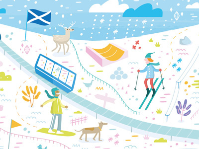 CairnGorm Mountain cairngorm illustration mountain scotland ski skiing snow snowboard sports vector