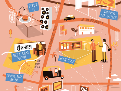 Illustrated map of New Delhi city illustration india map maps newdelhi vector