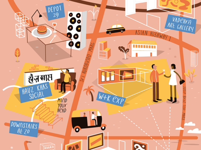 Illustrated map of New Delhi