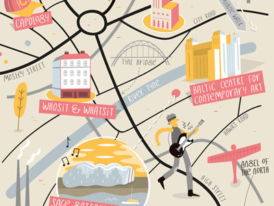 Illustrated map of Newcastle