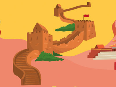 The Great Wall of China asia china great wall illustration landmark vector