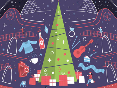 Corn Exchange Christmas vector illustration retail shopping corn exchange leeds christmas