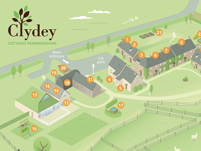 Clydey Cottages Holiday Resort Map 3d map buildings hotel hotel map illustration isometric map resort resort map vector
