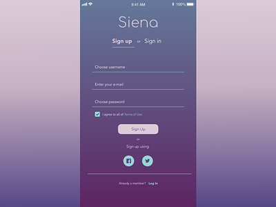 #dailyUI #001 Siera sign up page 001 dailyui design form log in mobile app sign in sign up ui ux