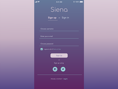 #dailyUI #001 Siera sign up page