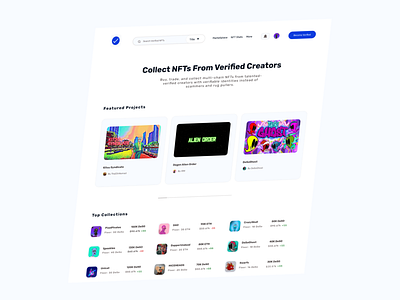 VerifiedCreators exclusive NFT marketplace blockchain crypto design nft ui ux