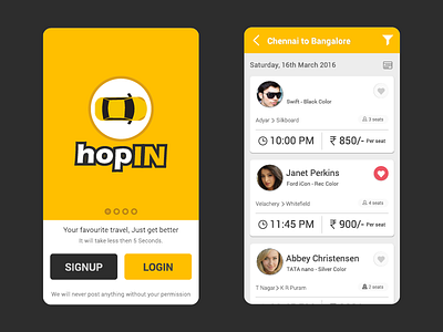 Hop In :) Let's do carpooling :) application mobile
