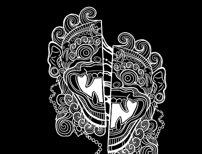 Bali mask tattoo inspired T-shirt design apparel design illustration tattoo