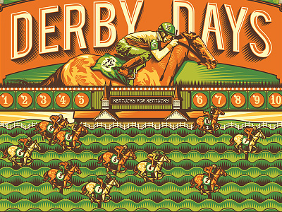 Derby Days - Kentucky For Kentucky derby derby days horses illustration kentucky for kentucky ky4ky noleofantastico poster racing