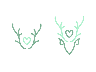 Stag & Heart antlers branding deer heart logo mark stag