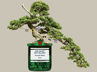 Juniper Bonsai Tree absurd adobe adobe illustrator bonsai bonsai tree boston design boston designers branding design digital painting distillery design drawing gin gin bottle graphic design illustration juxaposition logo marketing plants