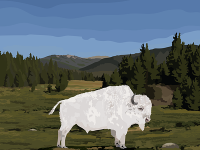 Great White Buffalo absurd adobe adobe illustrator bison blue sky boston designer buffalo colorado colorful design digital art digital painting drawing graphic artist graphic design great white buffalo illustration logo outdoors painting