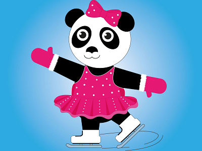 Panda graphic design illustration зима зимние забавы каток коньки олимпиада панда соревнования