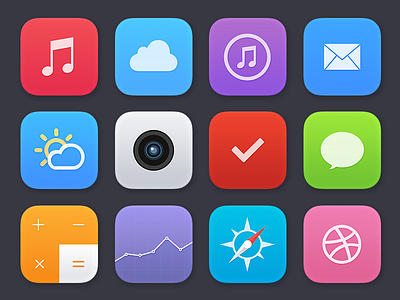 iOS 7 Icons 7 app apple blah flat icon ios ios7 iphone mobile redesign
