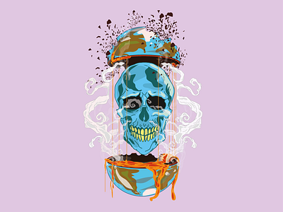 World Skull design draw illustration vector