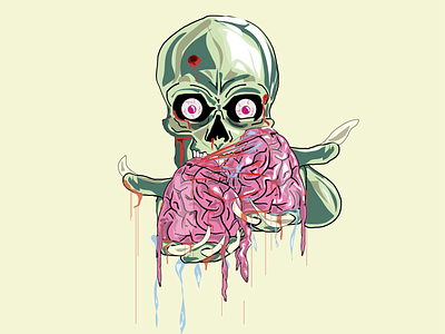 EatBrain alien apocaliptics argentina brain design draw illustration skull vector zombie