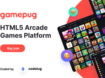 Gamepug — HTML5 Arcade Games Platform arcade bootstrap game gaming graphic design html icon play script social stream ui video