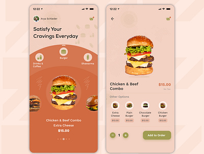 Burger Ordering App app color design graphic design ui ui design uxdesign