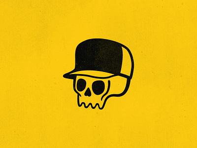 skull bro hat illustration skull truckin yellow