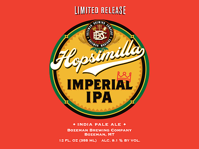 Hopsimilla beer hops jah label lettering