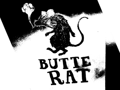 Butte Rat black and white butte grunge illustration lettering rat