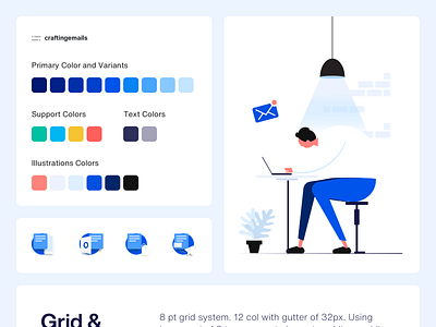 Rebranding and Illustration for craftingemails branding design system guideline illustration landing page sketch ui ux