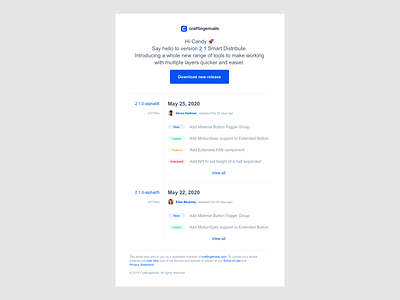 Product update email template