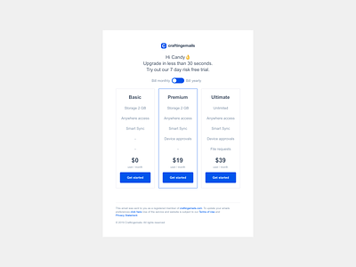 Pricing email template