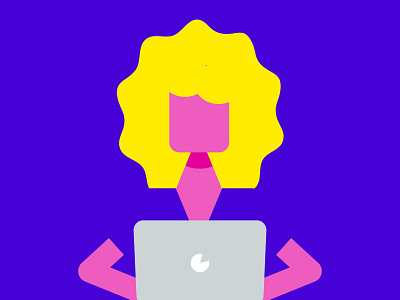 Flat pinkish person on laptop flat icon illustration laptop negative space person pink yellow