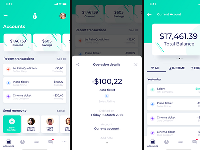 Mobile Banking app prototype account app bank banking green mobile product design prototype ui ux