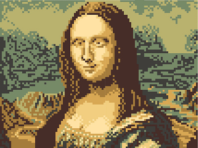 Pixel Mona Lisa art da vinci dat look illustration illustrator mona lisa pixel pixel art renaissance vector