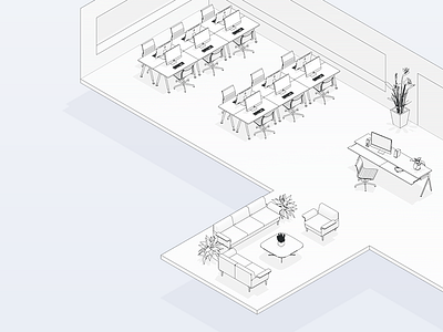 Emily Dennis - Plant Design Services 3d furniture gear illustration interior isometric layout nature plants