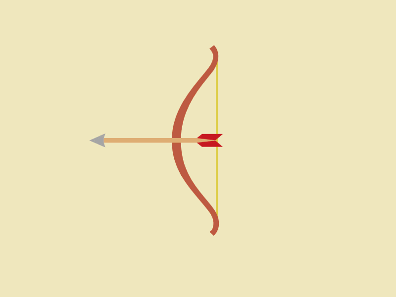 SVG Bow and Arrow animation archery arrow bow elastic fire flight gsap morphsvg pull string svg
