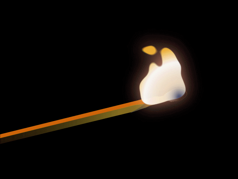 Burning Match in SVG animation burning fire flame flicker gsap heat hot javascript light match svg