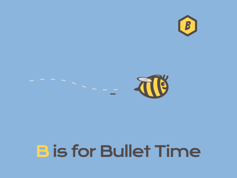 B is for Bullet Time animation bee bullet bullet time flap fly gsap interactive slow speed svg