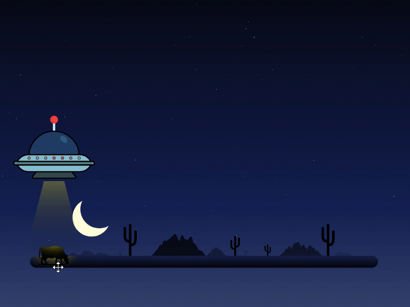 Ufo Slider cactus cow desert javascript moon night slider space svg ufo ui ux