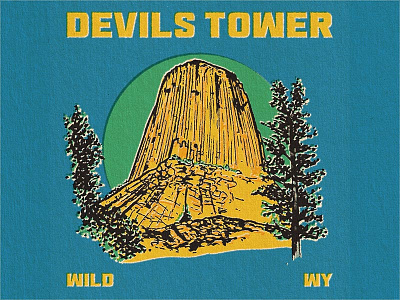Devils Tower Retro Illustration devilstower gritty illustration nature outdoors retro texture vintage wyoming