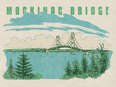 Mackinac Bridge Michigan illustration mackinac mackinac bridge michigan puremichigan retro retro illustration