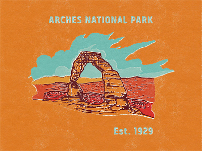Delicate Arch arches national park delicate arch delicatearch illustration national park retro retro illustration