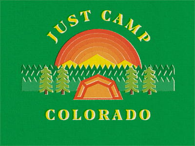 Just Camp Colorado camp camping colorado mountain nature outdoor retro stickers sunset tent thicklines