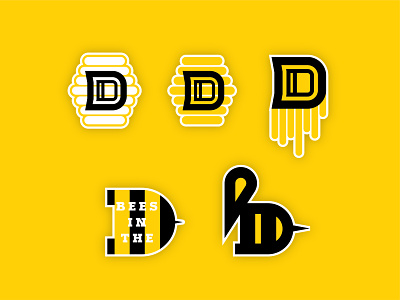 Bees in the D beehive bees detroit honey honey bees honeybees honeycomb icon logo michigan stickers thicklines