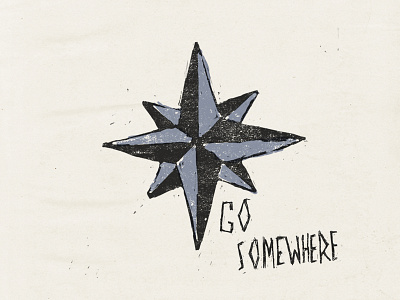 Go Somewhere backpacking camping colorado compass compass rose go hand lettering screen print