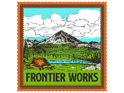 Frontier Works Bulleit backpacking bulleit camping colorado frontier hiking illustration mountains outside peak retro vintage
