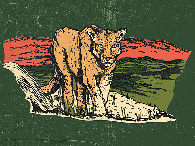 Mountain Lion Parks Project colorado illustration montana mountain mountainlion nationalparks outdoors parks parksproject retro texture wyoming