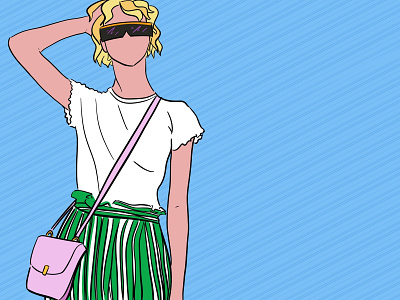 cool pants 90s blonde design doodles fashion illustration lady model procreateapp stripes style sunglasses