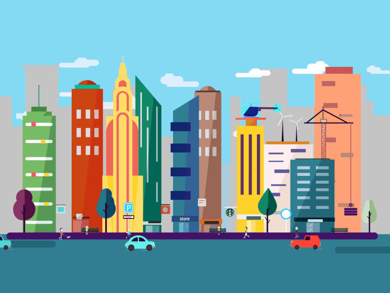 Modern city animation