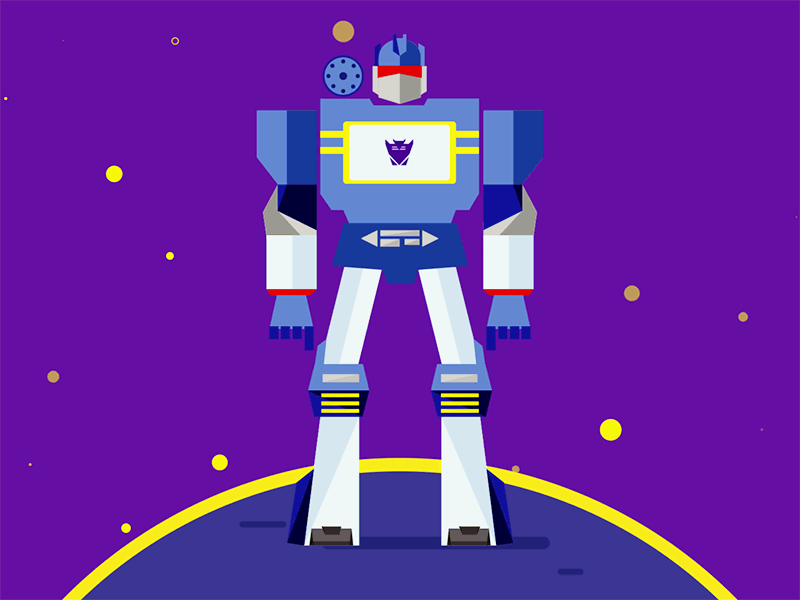 TRANSFORMER Soundwave - G1 2d animation flat gif illustrations motion soundwave space transformer