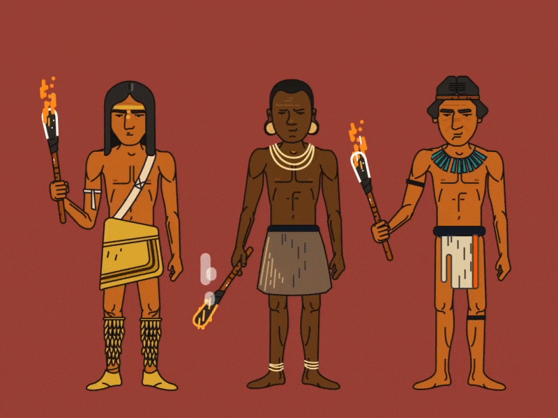 The Encounter animation design education exploration history illustrations indian native american school