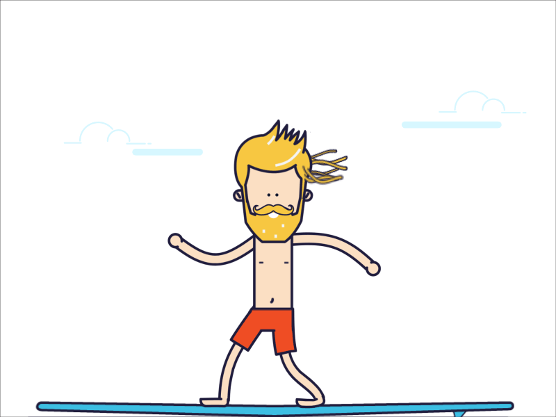 Surf's up! animation camper character hipster illustration summer surfing vw